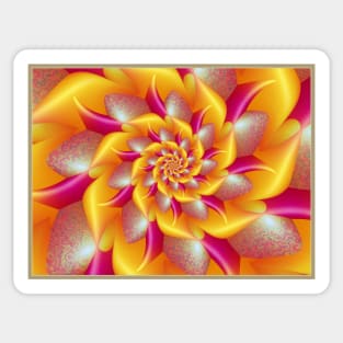 Pink and Yellow Spiral Flower Sticker